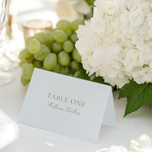 Elegant Sage Green & Blue Wedding Place Card