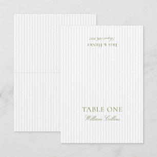 Elegant Sage Green & Blue Wedding Place Card