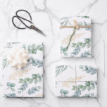 Elegant Sage Green Botanical Greenery Gold Berries Wrapping Paper Sheets<br><div class="desc">This simple, yet elegant, wrapping paper will give your gifts a special touch. It features a neutral, sage green and white color palette with equisitely detailed eucalyptus leaf watercolor greenery and faux gold glitter berries to create a stylish, Boho chic look. Designed as part of my Elegant Gold Berries and...</div>