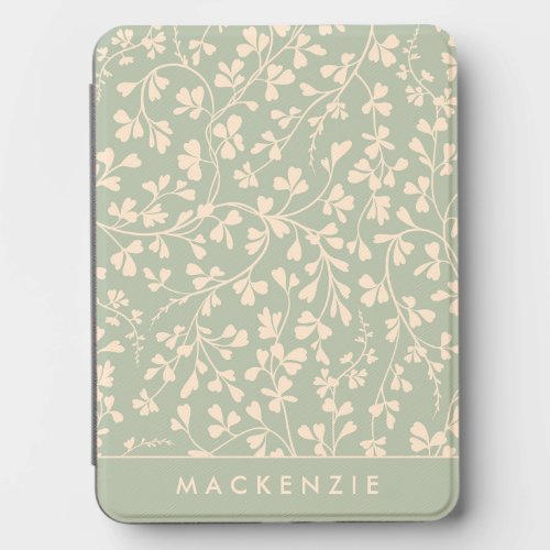 Elegant Sage Green Botanical Personalized Kindle Cover