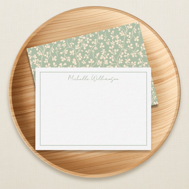 Elegant Sage Green Botanical Personalized Note Card (Creator Uploaded)