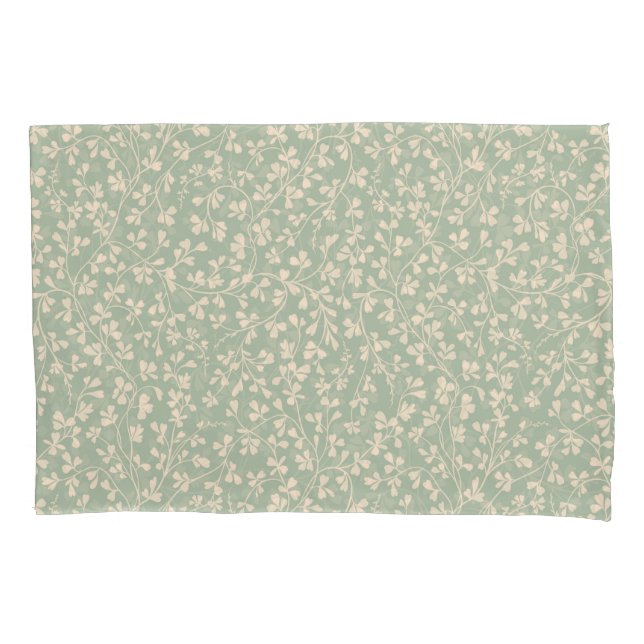 Elegant Sage Green Botanical Pillow Case (Front)