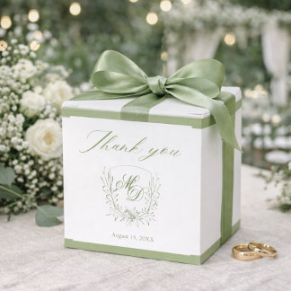 Elegant Sage Green Botanical Wedding Favor Boxes