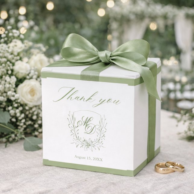 Elegant Sage Green Botanical Wedding  Favor Boxes (Creator Uploaded)