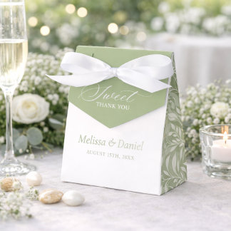 Elegant Sage Green Botanical Wedding Favor Boxes