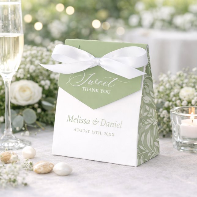 Elegant Sage Green Botanical Wedding  Favor Boxes (Creator Uploaded)