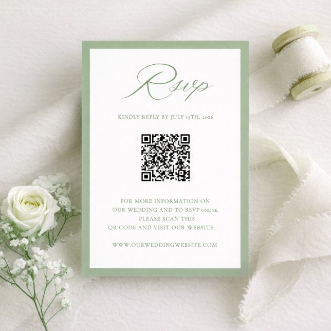 Elegant Sage Green Botanical Wedding RSVP Card (Creator Uploaded)