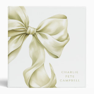 Elegant Sage Green Bow Baby Memory 3 Ring Binder