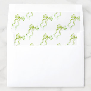 Elegant Sage Green Bow Coquette Bridal Shower Envelope Liner