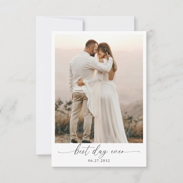  Elegant Sage Green Bow Monogram Photo Wedding Thank You Card (Front)