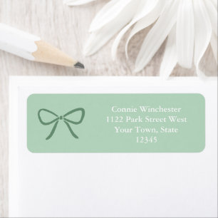 Elegant Sage Green Bow White Text Return Address Label