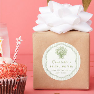 Elegant Sage Green Bridal Shower Favor Sticker