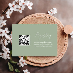 Elegant  Sage Green bridal shower registry Enclosure Card