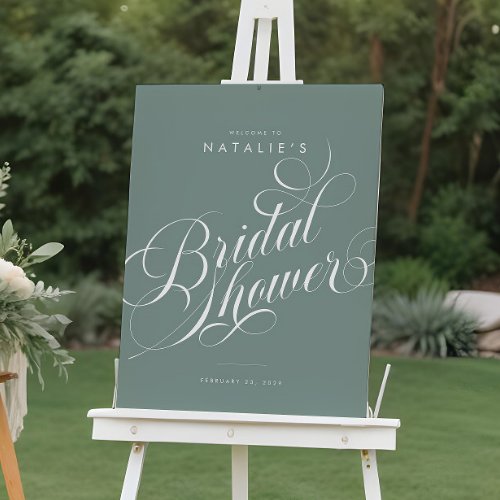Elegant Sage Green Bridal Shower Welcome Sign