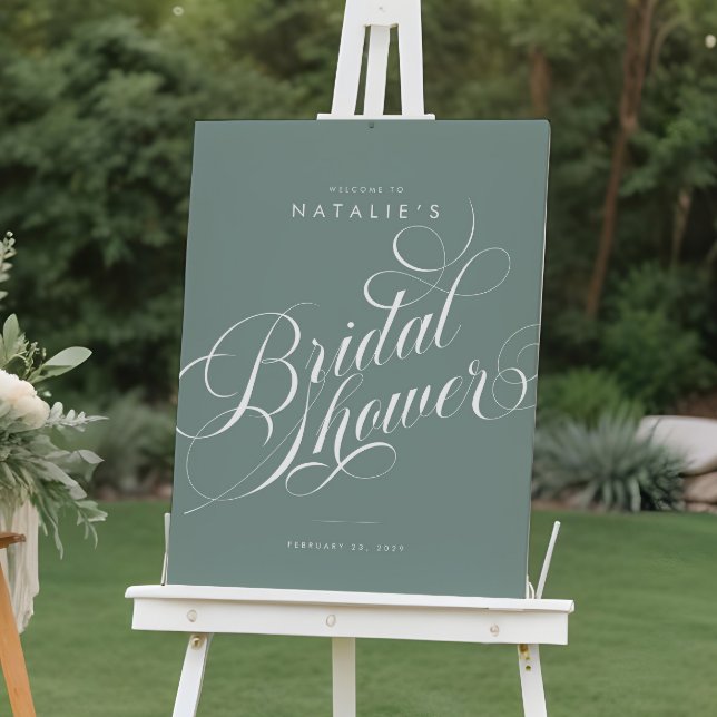 Elegant Sage Green Bridal Shower Welcome Sign (Creator Uploaded)