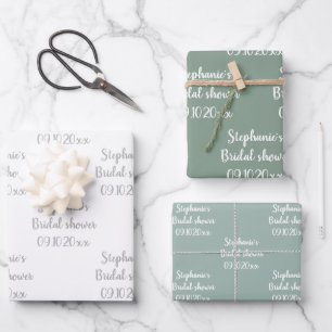Elegant Sage Green Bride Bridal Shower Wrapping Paper Sheets