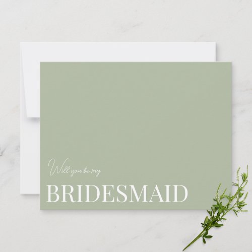 Elegant Sage Green Bridesmaid Proposal Card
