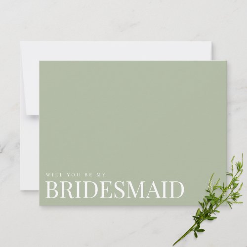 Elegant Sage Green Bridesmaid Proposal Card