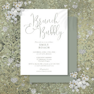 Elegant Sage Green Brunch And Bubbly Bridal Shower Invitation