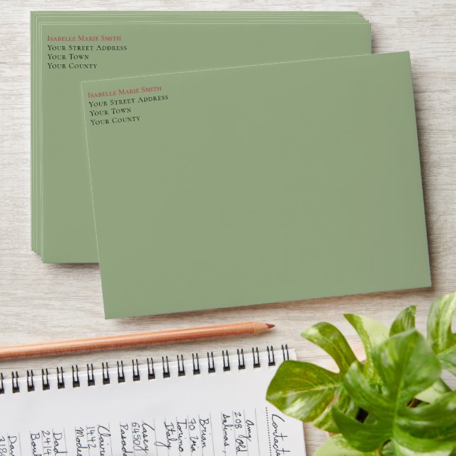 Elegant Sage Green Burgundy Floral Wedding Invite  Envelope (Stacked)