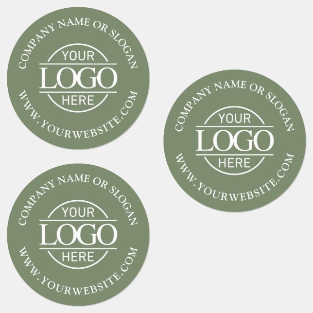 Elegant Sage Green Business Logo Promotional Labels (Group)