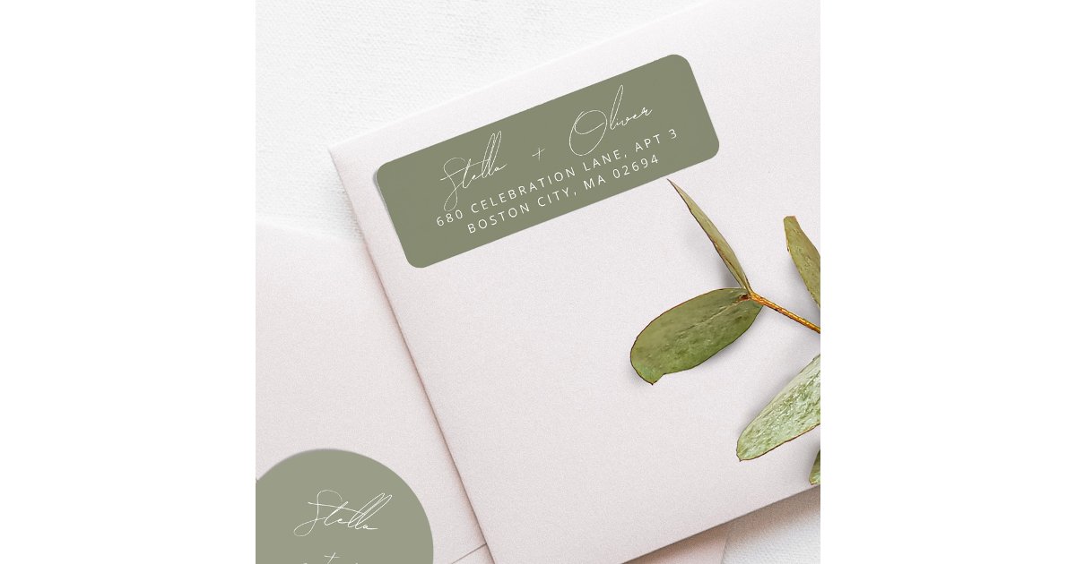 Sage Label Elegant Sage Green Calligraphy Address Label | Zazzle