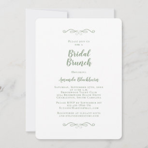 Elegant Sage Green Calligraphy Bridal Brunch Invitation