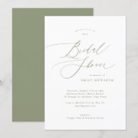 Elegant Sage Green Calligraphy Bridal Shower