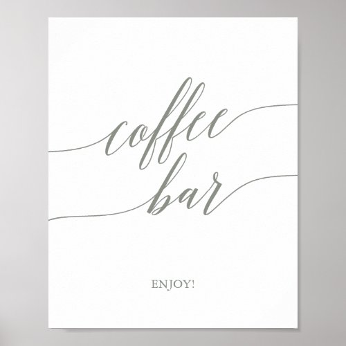 Elegant Sage Green Calligraphy Coffee Bar Sign