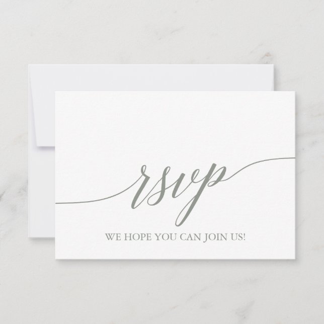 Elegant Sage Green Calligraphy Menu Choice RSVP (Front)