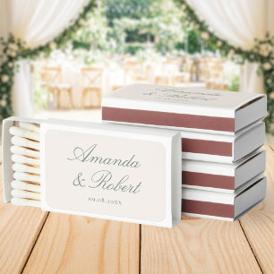 Elegant Sage Green Calligraphy Monogram Wedding Matchboxes