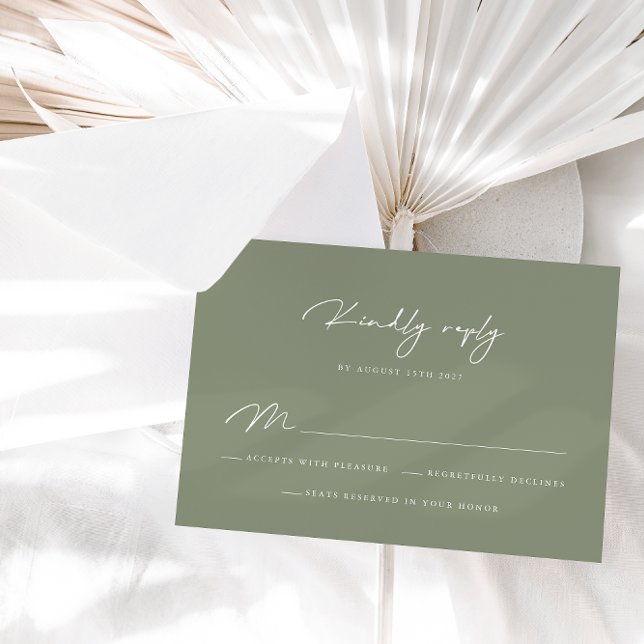 Elegant Sage Green Calligraphy RSVP Card (Creator Uploaded)