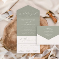 Elegant Sage Green Calligraphy Script Wedding