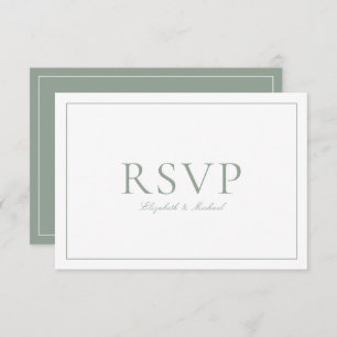 Elegant Sage Green Calligraphy Script Wedding RSVP