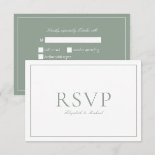 Elegant Sage Green Calligraphy Script Wedding RSVP Card