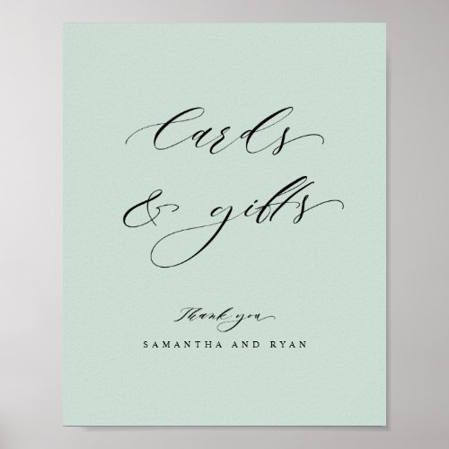 Elegant Sage Green Cards and Gifts Wedding Sign
