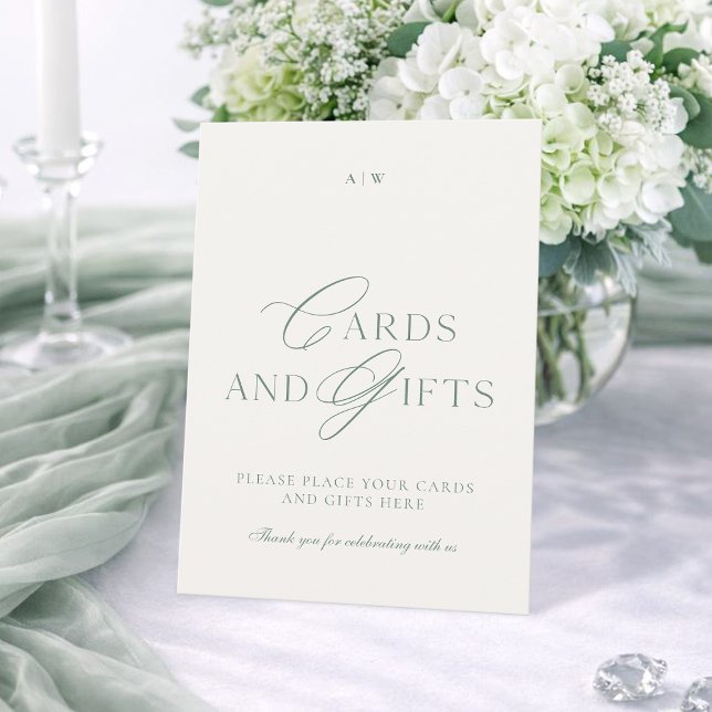 Elegant Sage Green Cards and Gifts Wedding Sign (Creator Uploaded)