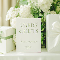Elegant Sage Green Cards & Gifts Wedding Sign