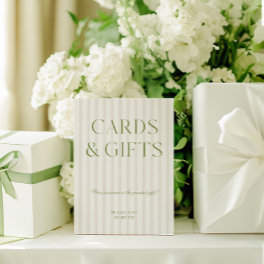 Elegant Sage Green Cards & Gifts Wedding Sign