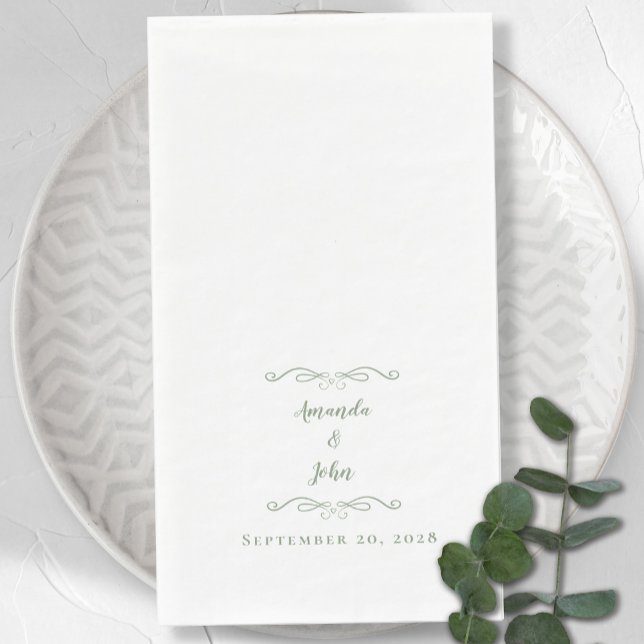 Elegant Sage Green Chic Formal Wedding Reception Paper Guest Towels (Elegant Sage Green Chic Formal Wedding Reception Paper Guest Towels)