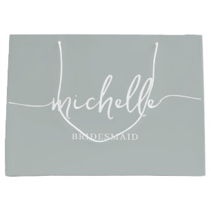 Elegant Sage Green Chic Monogram Script Large Gift Bag