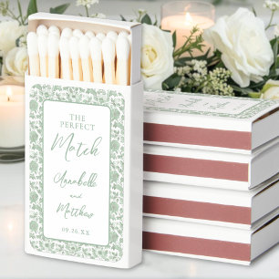 Elegant Sage Green Chinoiserie Wedding Matchboxes