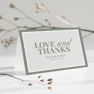 Elegant Sage Green   Classic Luxe Wedding Letterpress Thank You Card