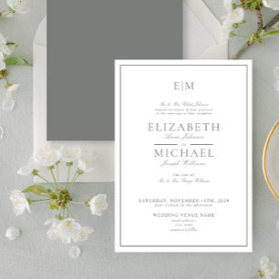 Elegant Sage Green Classic Script Wedding Invitation