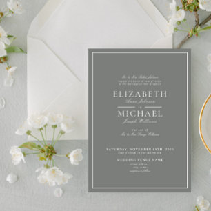 Elegant Sage Green Classic Script Wedding Invitation