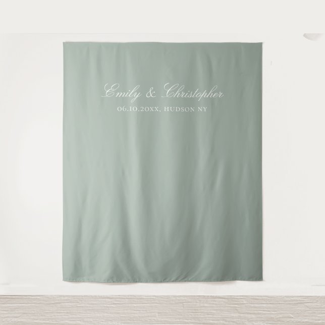 Elegant Sage Green Classic Wedding Backdrop (Front)