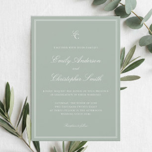 Elegant Sage Green Classic Wedding Invitation
