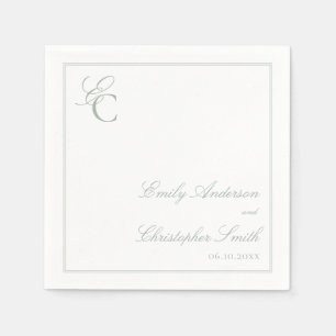 Elegant Sage Green Classic Wedding Napkins