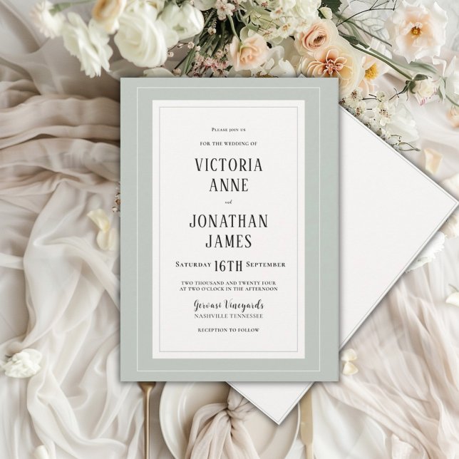 Elegant Sage Green & Cream Chic Wedding Invitation (Creator Uploaded)