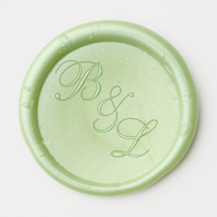 Elegant Sage Green Cursive Script Wedding Monogram Wax Seal Sticker